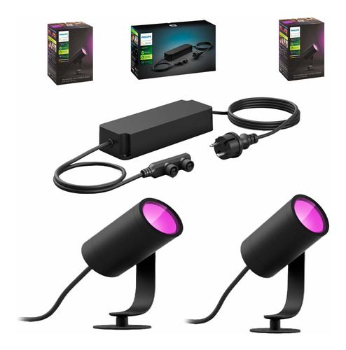 Set Inicio 2 Focos Exterior Philips Hue Lily Outdoor Fuente