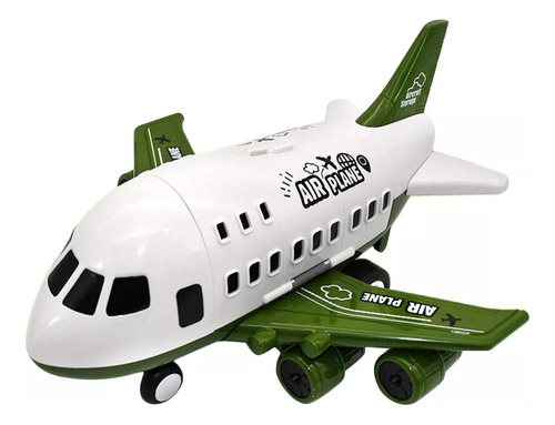 Avión de juguete grande para 6 vehículos planos, color verde