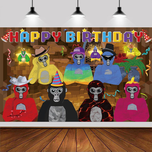 Decoraciones De Cumpleaños Con Etiqueta De Juego Goril-la De