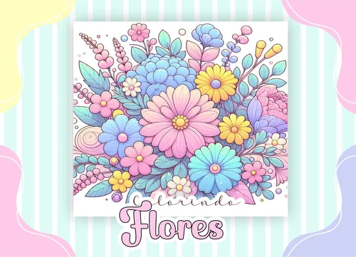 comprar Livro De Colorir Flores 50 Desenhos  Folha 180 G Capa Dura Holográfica Wire-o Estilo Bobbie Goods Caderno Livro Colorir Para Adultos  Anti Stress Flores