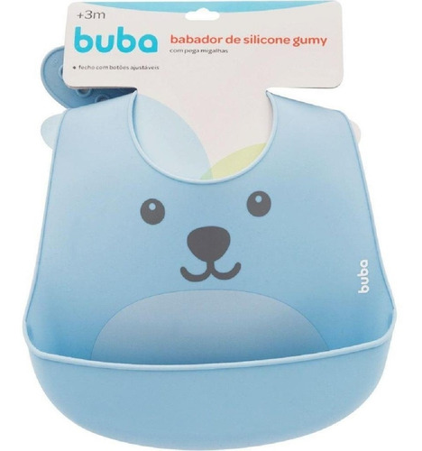 Babador De Silicone Gumy Com Porta Migalhas Azul Buba 12092