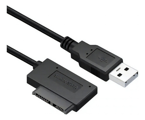 Cabo Adaptador Conversor Usb X Mini Sata 2 Notebook Dvd Cd Cor Preto