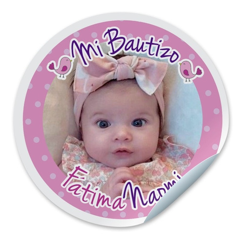 Mi Bautizo Niña Etiquetas Personalizadas 100 Piezas 4cm