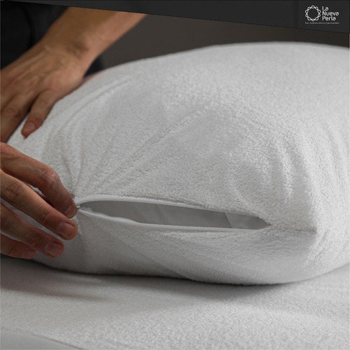 6 Protector Almohada Antilíquidos Con Capa De Algodón King Color Blanco Liso