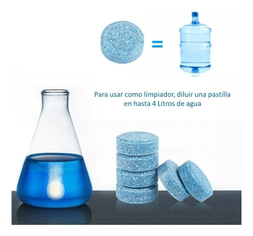 Imagen 2 de 6 de Pack 10 Pastillas Efervecentes Limpia Parabrisas