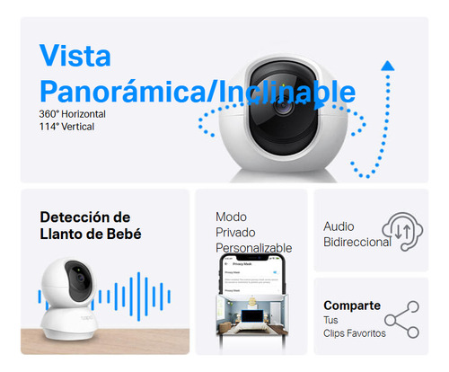 Cámara Vigilancia Ia Visión Nocturna Wi-fi 360° Tapo C200