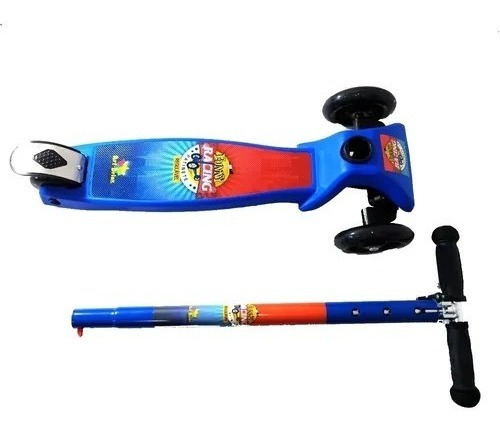 Patinete Infantil 4 Rodas Sem Luz Menino Funny Racing Freio Cor Azul