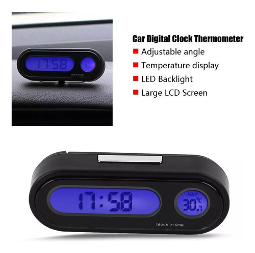 Mini Reloj Electrónico Iluminado Para Salpicadero De Coche