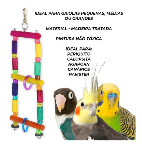 Escada 03 Degraus Brinquedo P/ Periquito Calopsita Agapornis