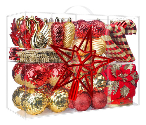 Esferas Navideñas Decorativas Con Liston Para Moños Rojo