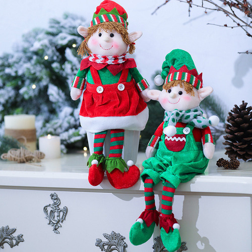 Conjunto De 2 Bonecos Elfos Com Decorações De Natal