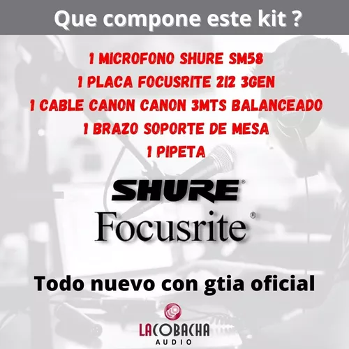 Combo Microfono Shure Sm 58 + Soporte + Cable + Pipeta