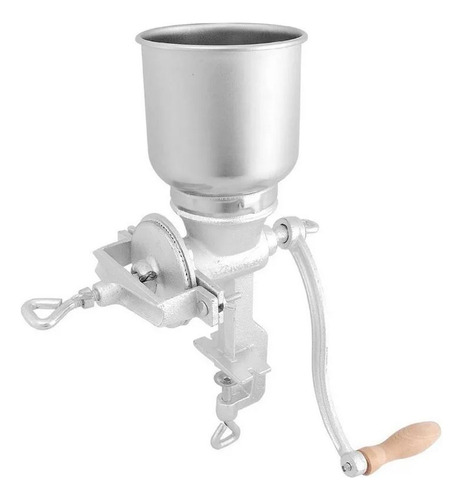 Molino Manual Para Granos De Prensa Ideal Nixtamal Cereales Café Chiles Color Plateado Para Fijar En Mesa Mango De Madera Disco Ajustable Para Ajustar El Grado De Molienda Mariposa De Ajuste Reforzada