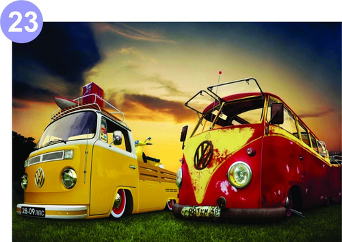 Kit De 5 Adesivos De Parede Retrô Kombi Carro Vintage Varios