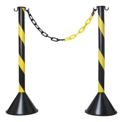 2 Pedestais Plástico Zebrado Preto Amarelo 90cm