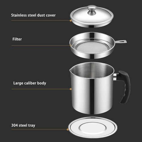 Colador De Aceite Y Recipiente De Acero Inoxidable, Olla De