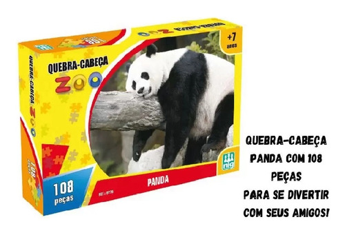 Brinquedo Jogo Quebra Cabeça Infantil Zoo Panda 108 Pçs