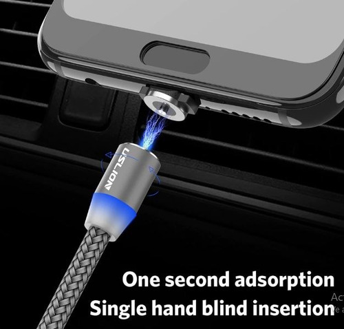 Imagen 6 de 6 de Cable Plata Magnético iPhone Micro Usb, Cargador