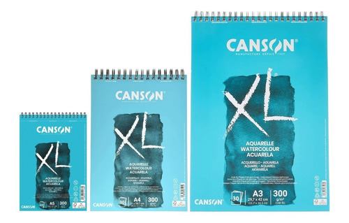 3 Block Canson Xl Aquarelle 300grs Hojas A5 A4 A3 C/espiral