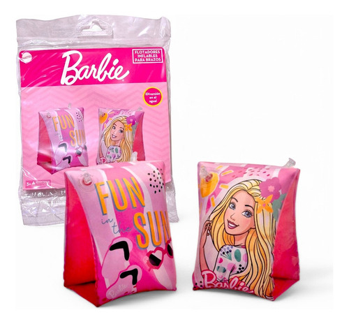 Par De Flotis Inflable Salvavidas Brazo Flotador Barbie Color Rosa