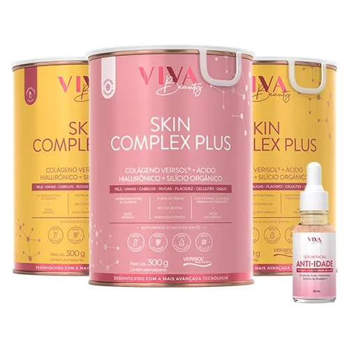 Kit 3 Colágenos Verisol + Sérum Facial Antiage - Viva Beauty