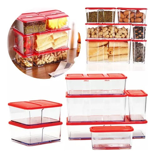 Kit 6 Contenedor Frasco Hermético Cocina Recipiente Organiza