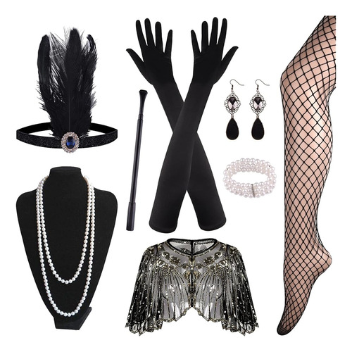 Elecland 10 Piezas 1920s Flapper Gran Gatsby Accesorios Conj