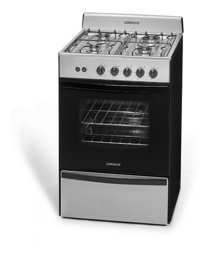 Imagen 3 de 3 de Cocina A Gas Longvie 12331x 56cm Inox Cajón Parrilla