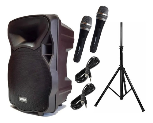 Parlante Karaoke Bluetooth 15 + Tripode Acero + 2 Microfonos