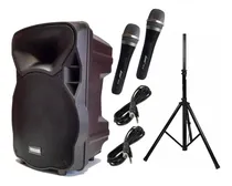 Comprar Parlante Karaoke Bluetooth 15 + Tripode Acero + 2 Microfonos