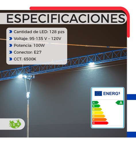 Lámpara Luminaria Slim Company Reflector De Luz Led Color Blanco Frío 6500k Con Conector E27 Tipo Gavilán De Repuesto 22 Cm 100w