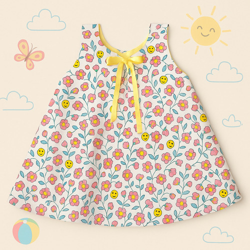 Vestido Infantil Dupla Face 2 Em 1 Com Lacinho