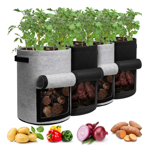 Homyhoo Bolsas De Cultivo De Papas Con Solapa De 10 Galones,