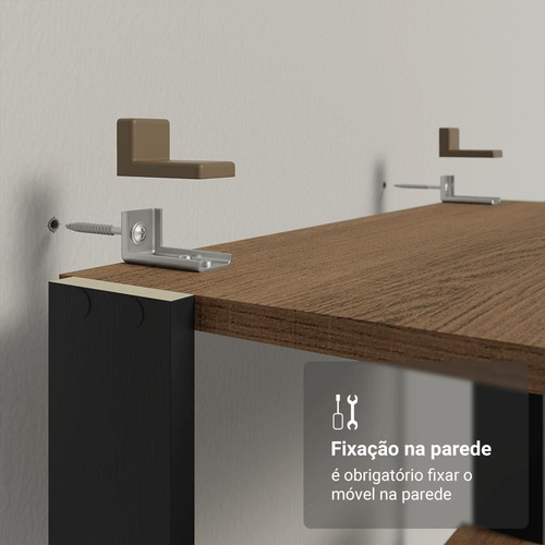 Armário Estante Multiuso10 Prateleiras 118cm Madesa Rp Cor Rustic/Preto
