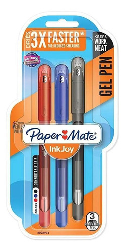 Caneta Gel Paper Mate Inkjoy 0.7mm 3 Cores Básicas Cor da tinta Azul Cor do exterior Azul