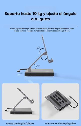Dapon Soporte Para Tableta Con Hub Usb C 4k 60hz 8 En 1