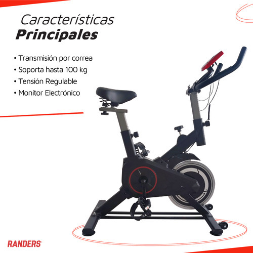 Bicicleta giratória Randers Arg-820SP de 6 kg, cor preta