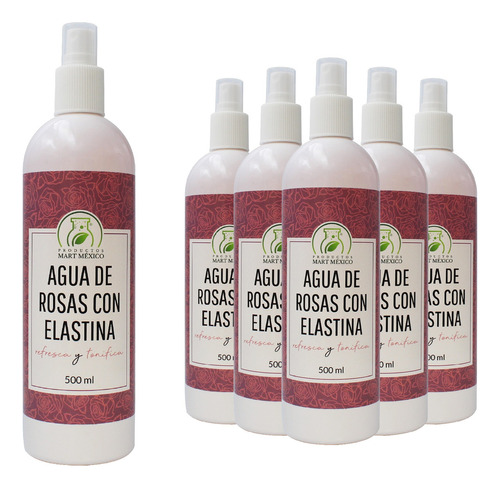 Agua De Rosas Con Elastina (500ml) 6 Pack Momento De Aplicación Noche Tipo De Piel Todo Tipo De Piel