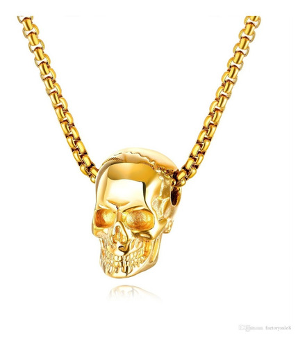 Collar Acero Inoxidable Calavera Cráneo Gótico Hombre Mujer