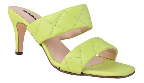 Sandalias Zuecos Taco De Mujer De Cuero Bruselas - Ferraro