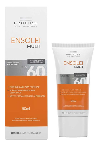 Protetor Solar Ensolei Multi Profuse Fps 60 Toque Seco 50ml