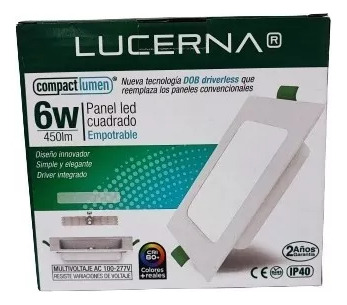 Panel Led P/empotrar Cuadrada 6w 4  3.000k Lucerna N/t