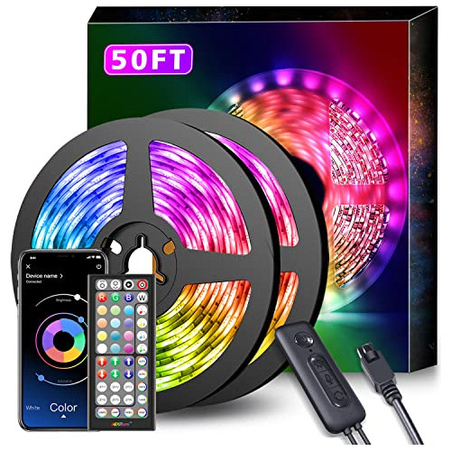 50ft Led Strip Lights Music Sync Color Changing Rgb Led Stri