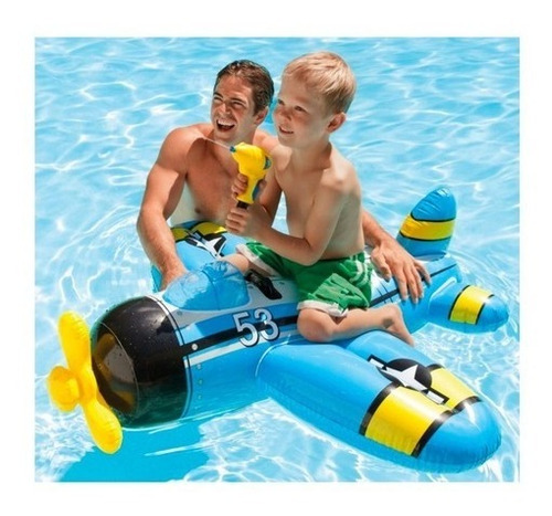 Avión Flotador Infable P/pile C/pistola Agua 132x130cm Intex