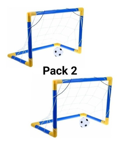 Pack 2 Mini Arco De Futbol Grande Pvc Armable + Accesorio