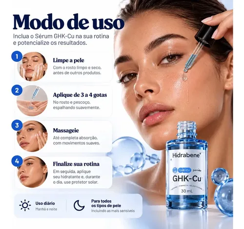 Sérum Facial Ghk-cu Peptídeo De Cobre - Hidrabene 30ml
