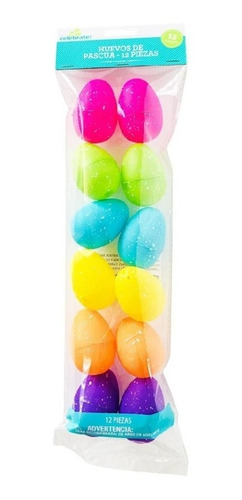 12 Huevos De Colores C/ Puntitos De Plástico Pascua Rellenar