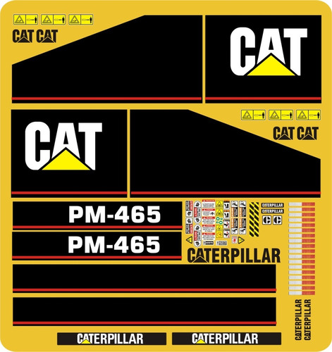 Calcomanías Para Pavimentadora De Asfalto Cat Pm465 Opción 2