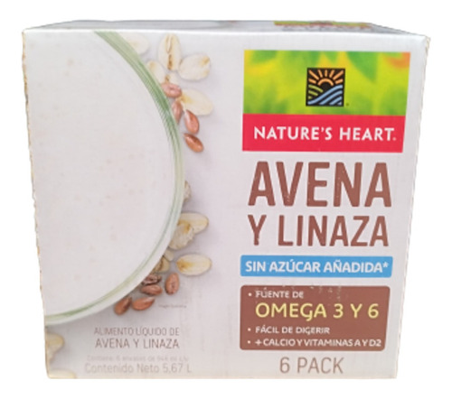 Bebida De Avena Y Linaza 6 Pack De 946 Ml C/u Nature´s Heart