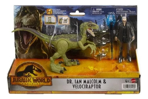 Jurassic World Dominion Dr Ian Malcolm & Velociraptor Mattel